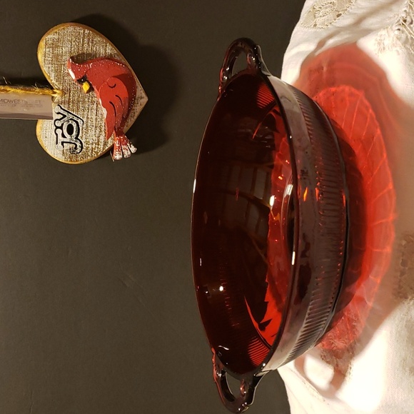 Anchor Hocking Coronation Ruby Red Depression Glass Serving Bowl - Picture 12 of 13